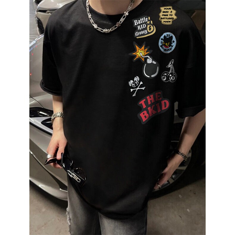 XZ809A/PPVV21/P20/控38重磅印花美式复古圆领T恤,男装T恤,星座809A(原222-1)