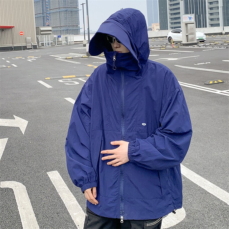港风大码复古山系户外薄款男女连帽防晒服 XZ213-JKFS01-P55控78图片