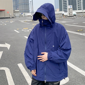 港风大码复古山系户外薄款男女连帽防晒服 XZ213-JKFS01-P55控78图片