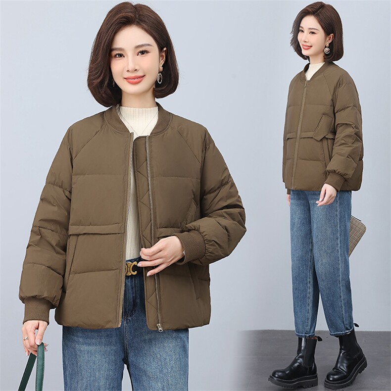 5601-2024年冬季白鸭绒短款休闲棒球服羽绒服,女装羽绒服,文熹诺