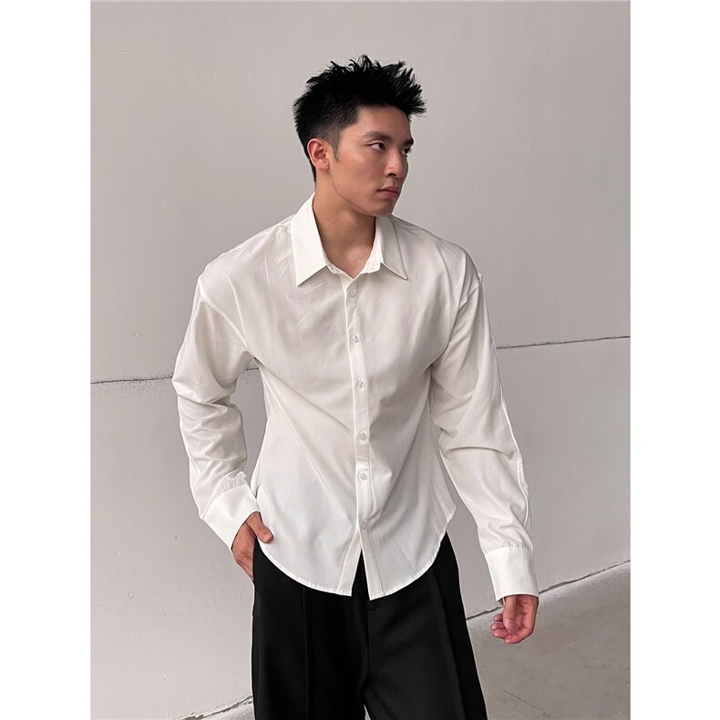 原创美式非正式A字收腰版型长袖衬衫衬衣男内搭上衣ins,男装衬衫,星座506A
