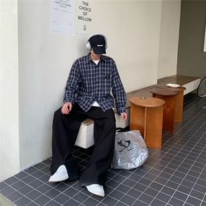 2025秋新款复古格子长袖衬衫男女情侣休闲尖领衬衣 CS19图片