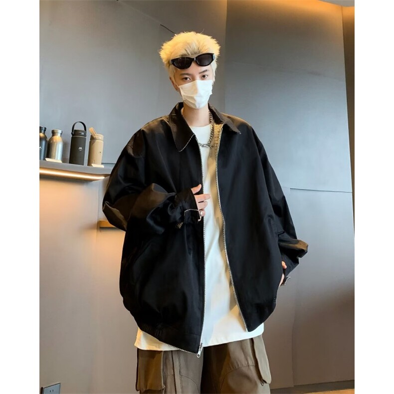 复古格纹肌理感宽松休闲两面穿夹克外套男开衫上衣服8509/P75,男装夹克,星座506