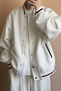 秋冬毛呢棒球服潮牌宽松休闲呢子外套夹克-AJ23058-P115图片