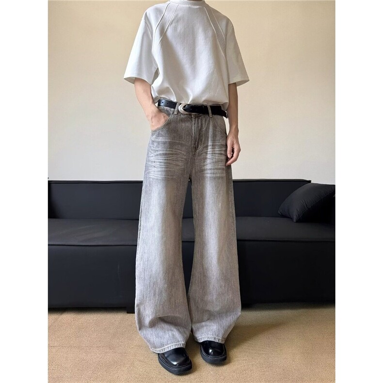 韩版休闲裤子直筒宽松西裤男夏季黑色百搭坠感小脚九分裤修身潮流,男装西裤,星座218-1（原230）