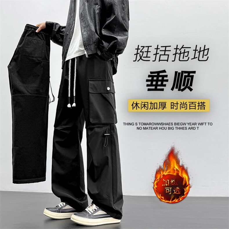黑色机能工装裤子加绒潮牌宽松休闲长裤K720常规特批33加绒特批43图片