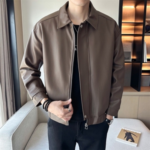 2025秋装 免洗pu皮皮衣外套男店主风翻领休闲夹克机车PY108-P110图片