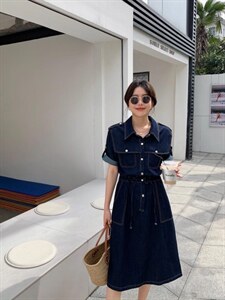 夏季薄款牛仔连衣裙图片