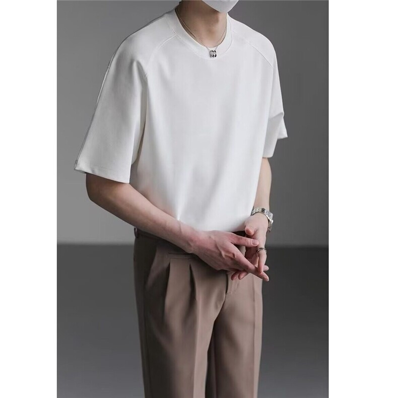 T308纯棉布料杏色黑色白色咖色M-3XL,男装T恤,星座506A