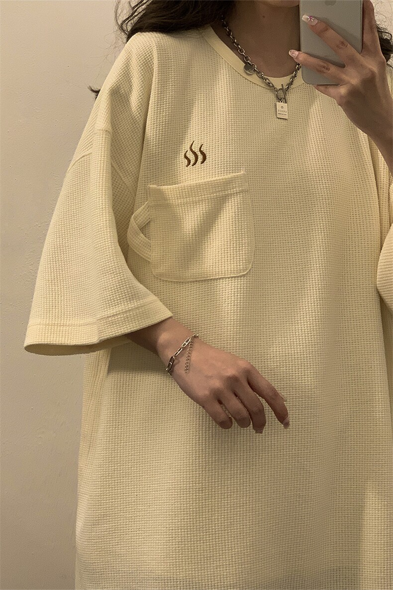 中性风华夫格短袖T恤男大码泡茶设计刺绣T恤男DT8763P40控59,男装T恤,星座226-1