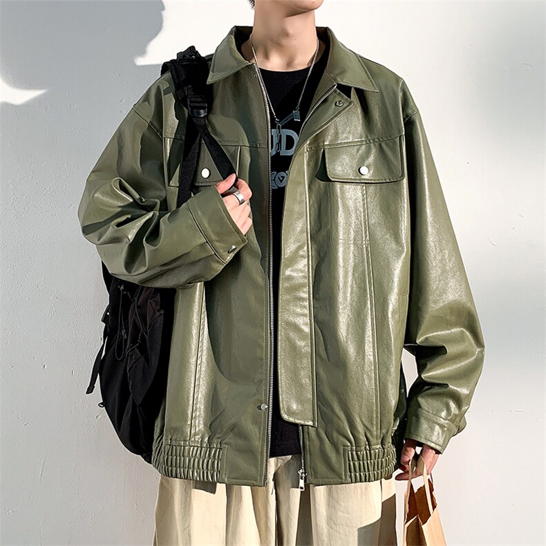 春秋季新款凯美拉PU皮衣休闲宽松棒球服夹克男JK7011-P85,男装夹克,星座1204
