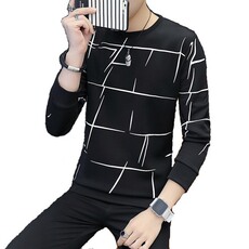 秋季款多线条印花长袖卫衣男青年打底衫商务风T恤男703，男装卫衣，星座1207