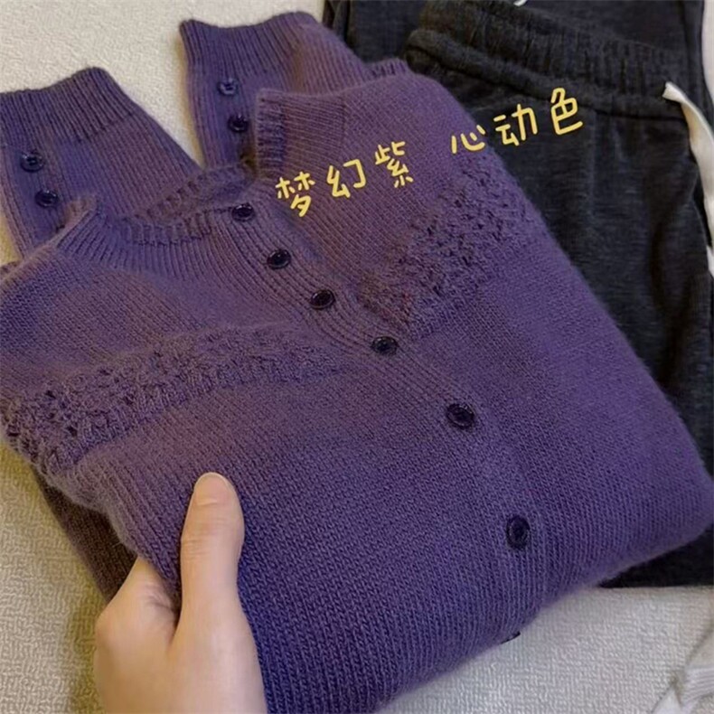 毛衣女极简风高领针织开衫女秋冬宽松大码毛衣外套短款上衣,针织衫/毛衣,暖姿羊绒