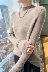 100%纯羊毛衫女一线成衣半高领长袖针织毛衣宽松修身羊绒衫打底衫，女装羊毛衫，暮绒羊羊绒