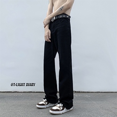 B221美式ins高街小众情侣款百搭毛边微喇牛仔裤LK23004-P55控78，男装牛仔裤，电商B221