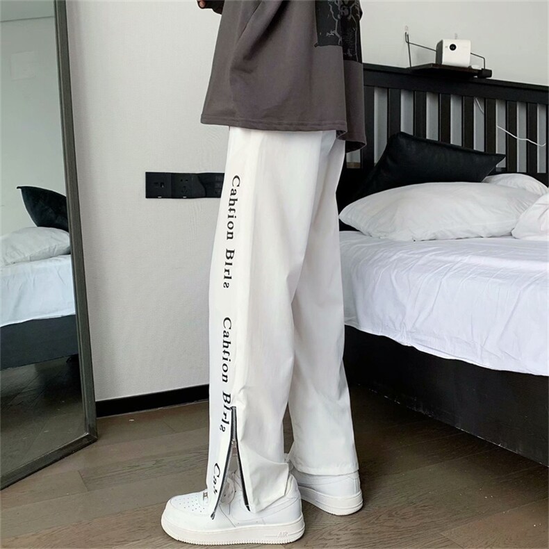 韩版字母印花ins休闲裤脚口拉链宽松百搭运动裤男女长裤H231-p35,男装休闲裤,星座1008