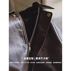 美式复古皮衣外套男春秋季痞帅潮牌休闲宽松pu皮ins情侣翻领夹克，男装皮衣，星座506A