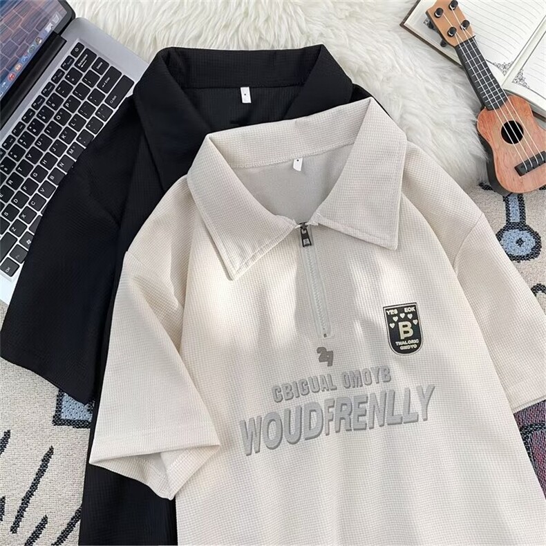 polo衫短袖t恤男夏季美式复古潮牌痞帅百搭重磅纯棉半袖体恤衣服,男装T恤,星座1013