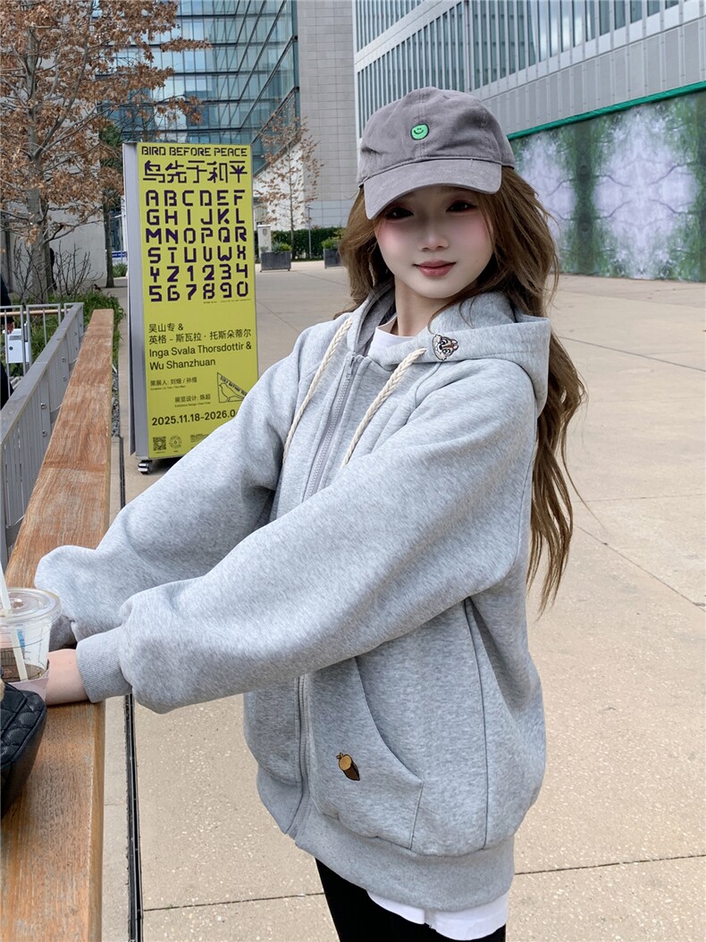 现货2026春秋季连帽外套女针织撞色可爱风学生休闲百搭外,女装卫衣/绒衫,网红馆