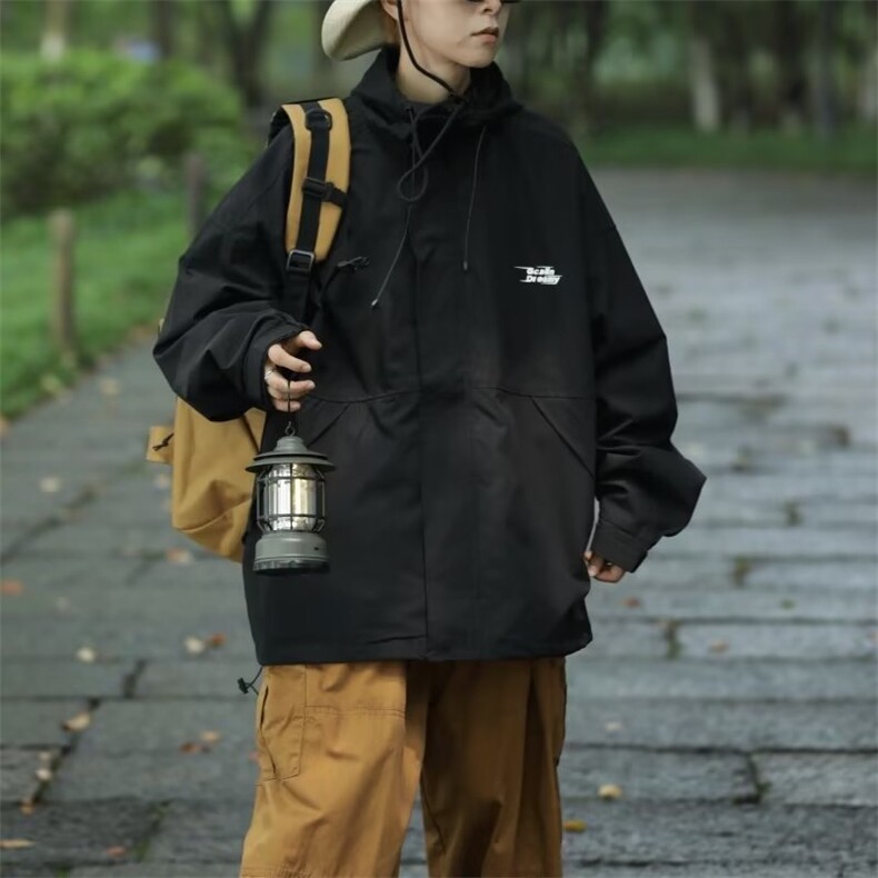 日系新款潮牌工装夹克春秋宽松潮流连帽冲锋衣休闲外套上衣,男装夹克,星座716-4
