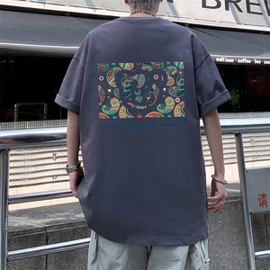 T699夏季新品短袖t恤纯棉运动体恤衫oversize大码透气舒适男装图片