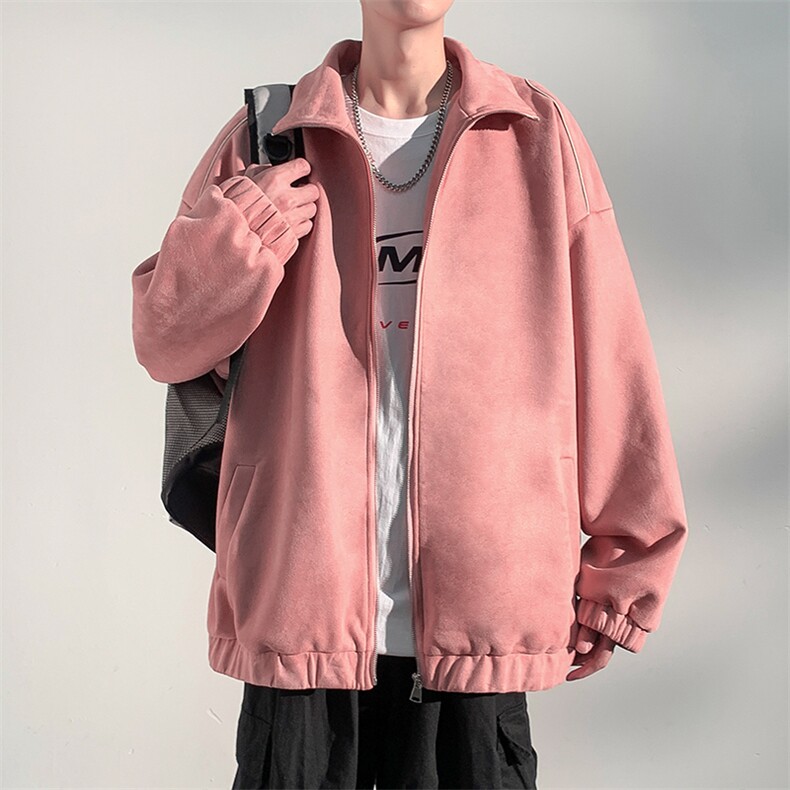 J6613P682024秋季新款抖音高品质麂皮绒反光条拼接休闲外套,男装夹克,电商A026-1