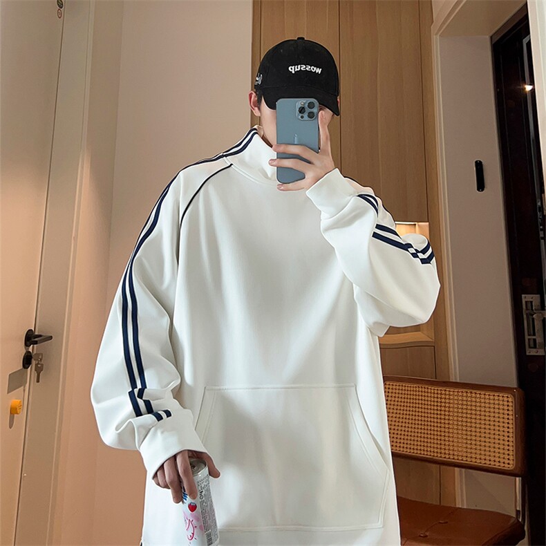 W8901-P60S-6XL秋冬大码纯棉两条杠立领卫衣，有做加绒，可二开,男装卫衣,星座109