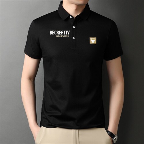 夏季新款男士翻领短袖t恤中年有领男装上衣服休闲POLO衫图片
