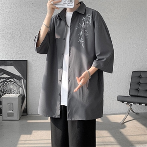 短袖衬衫男夏季新款新中式宽松大码冰丝新中式衬衣CS3301-P32图片