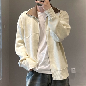 高级感简约百搭休闲拉链翻领毛衣针织开衫外套秋季夹克MYD02 P62图片