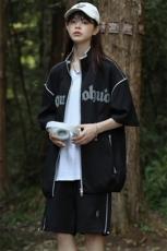 夏上新中性风印花立领衬衫简约短裤半袖套装男女8716-P95控价148，男装衬衫，电商A441-1