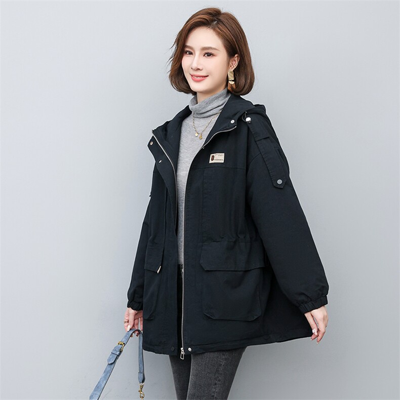 2024年冬季时尚潮流中长款休闲加绒加厚派克服,女装派克服,独衣靓