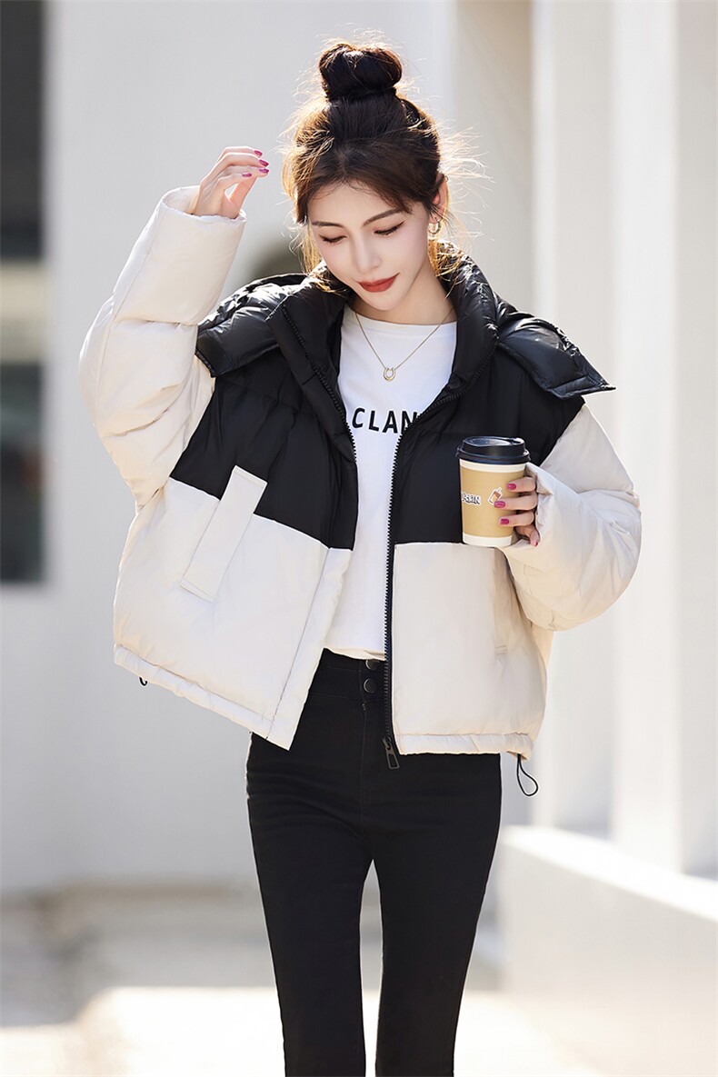 现货羽绒服女2024年冬季新款女装时尚休闲拼接撞色冬季保暖外套,女装羽绒服,关键词