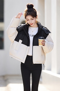 现货羽绒服女2024年冬季新款女装时尚休闲拼接撞色冬季保暖外套图片