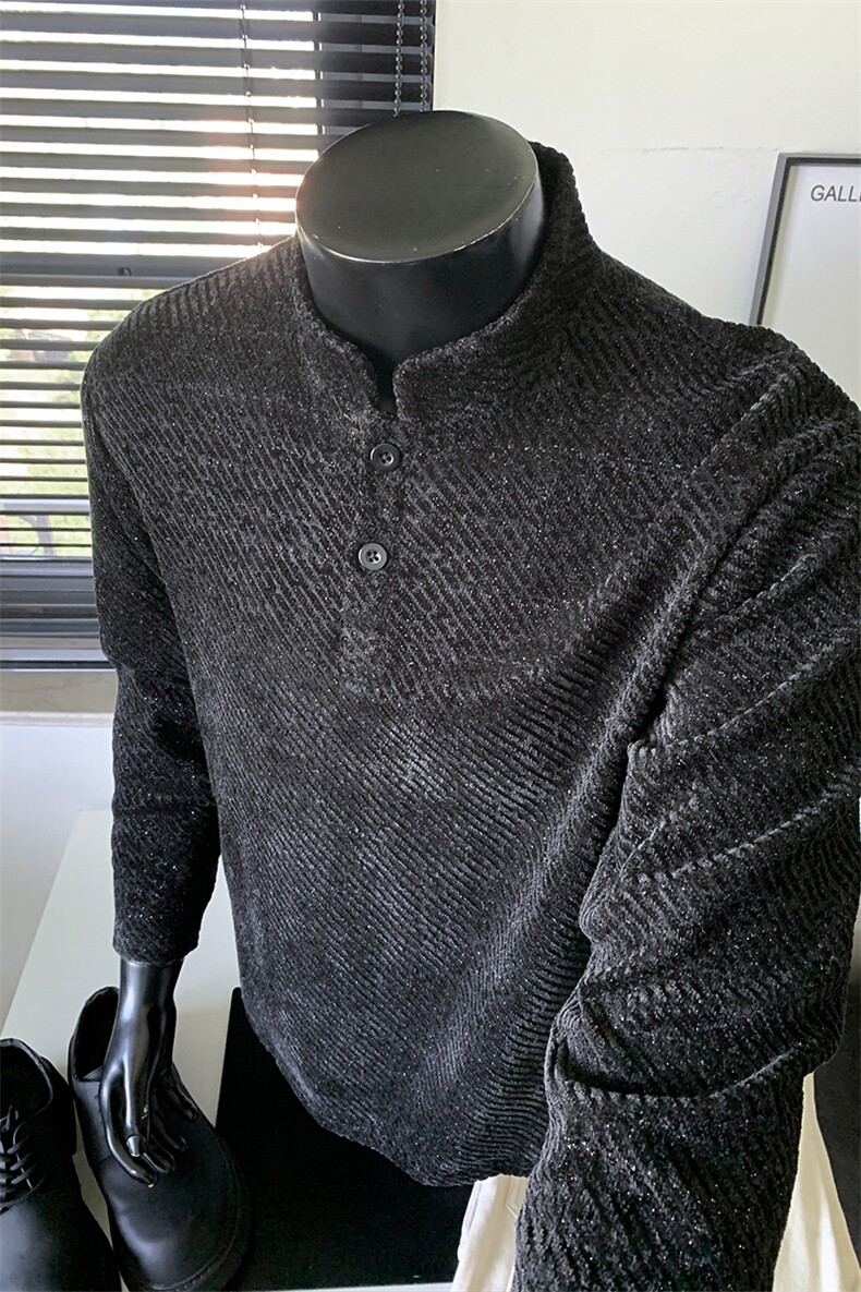 可二开亨利领雪尼尔宽松长袖T恤男T24538特P20T24538J加绒特P28,男装T恤,电商A001-1