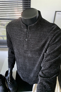 可二开亨利领雪尼尔宽松长袖T恤男T24538特P20 T24538J加绒特P28图片