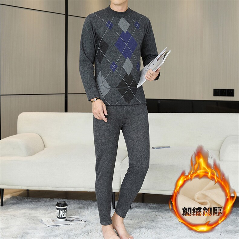 保暖内衣男士半高领秋衣秋裤加厚全身贴片套装TZ880-27-P80,男装棉衣,星座310B-3