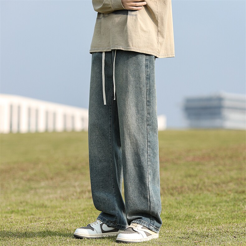 阔腿牛仔裤男宽松韩版潮流百搭复古ins潮牌直筒裤NZ06,男装牛仔裤,星座205-1