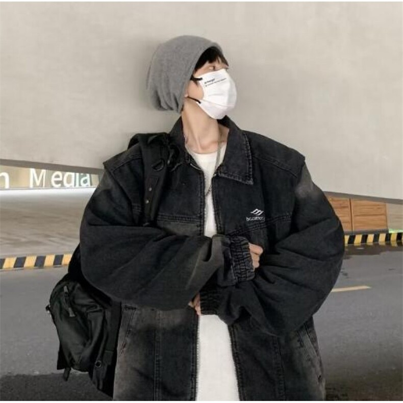 美式复古街头牛仔夹克男女春秋季ins潮牌高街嘻哈痞帅工装外套图片