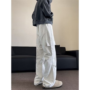 美式伞兵工装裤男夏秋季薄款宽松男生休闲多口袋裤子B4546/P40图片