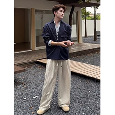 新款假两件时尚百搭潮流长袖衬衫外套时髦男513ACS2419P44，男装衬衫，星座513A