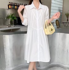 夏季休闲衬衫裙，女装衬衫，吉之红