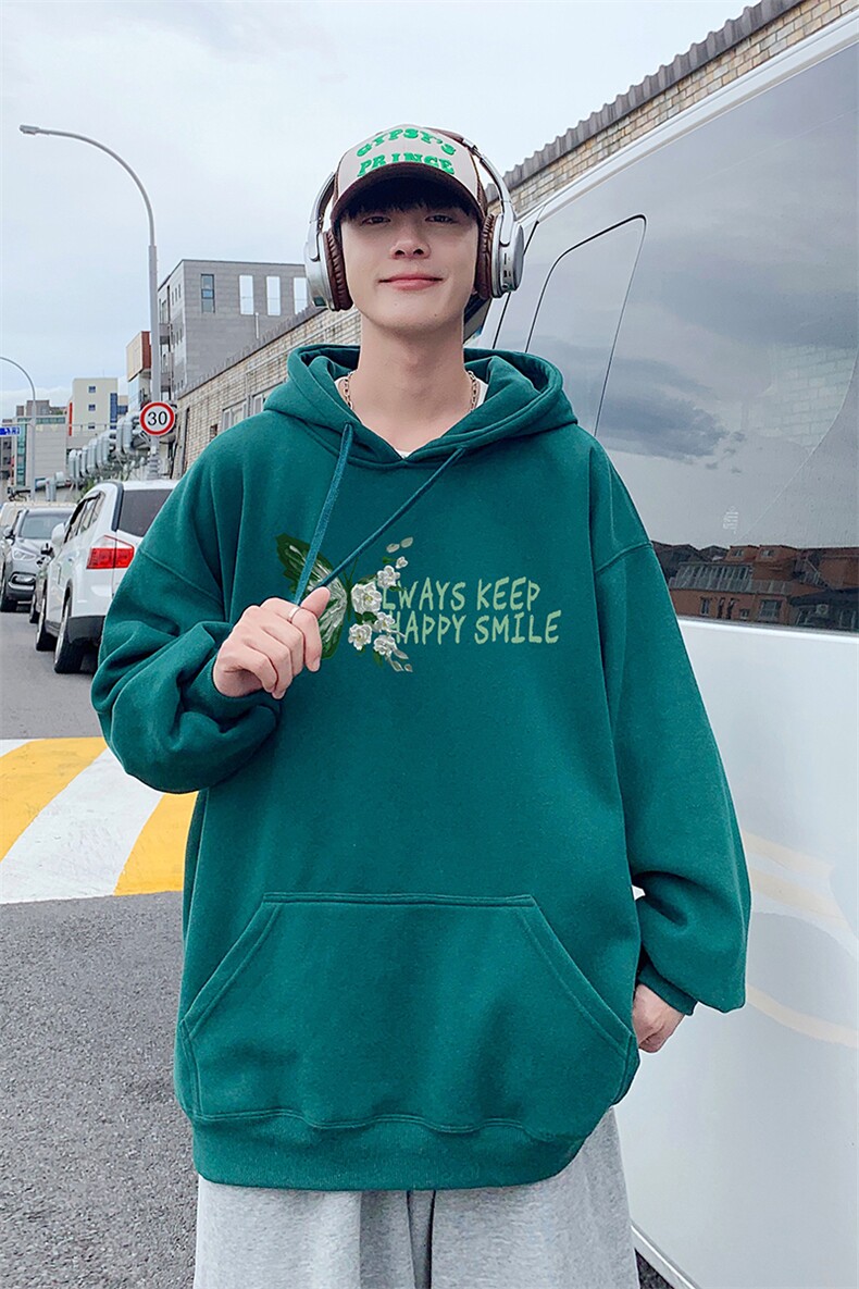 直播品质340克重磅纯色华棉美式卫衣连帽印花大码XZ517A-BK12328,男装卫衣,星座517A