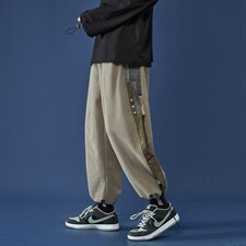 秋冬季休闲裤长裤炸街九分ins抽绳束脚灯芯绒裤子A125-BK910-P50，男装休闲裤，电商A125