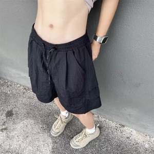冰丝休闲短裤男夏季薄款沙滩裤机能褶皱伞兵五分裤子 D224图片