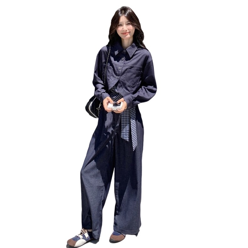 新款！大量！格子吊带牛仔三件套2C133-8969-P170-K238,女装套装/套裙,2C133