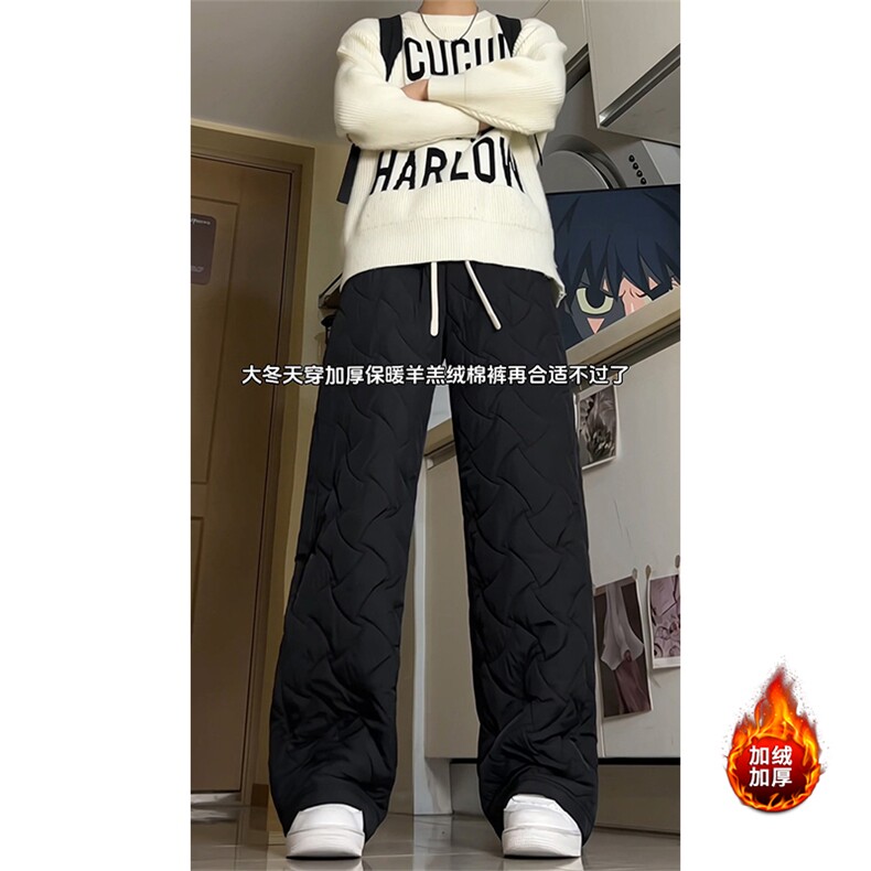 加棉加厚长裤D7026-TP5578菱格锁棉加绒夹棉防寒直筒棉裤男,男装休闲裤,电商A102