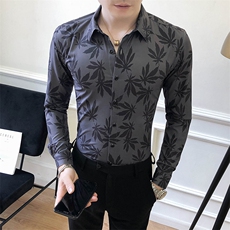 312A-5-289-P55长袖高级感秋季休闲英伦发型师韩版纯色男士衬衣，男装衬衫，星座312A-5