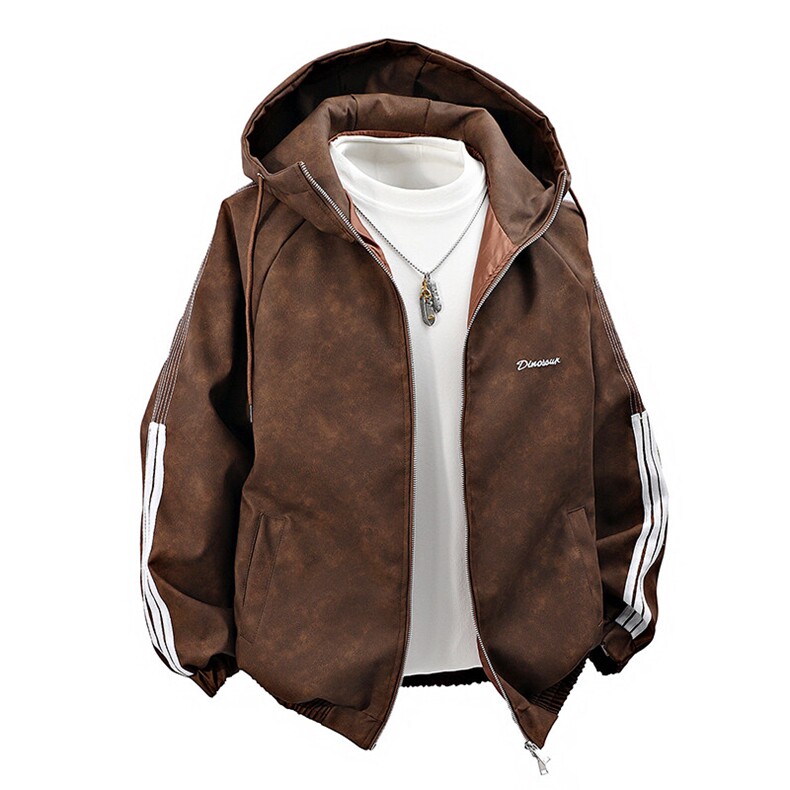 数据款美式夹克连帽百搭美拉德三条杠皮衣夹克皮外套SNJK2026P90，男装皮衣，电商A128