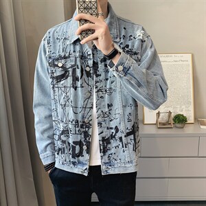 JK823-p90-限价138现货店主风牛仔夹克肥仔量足破洞印花大码,男装夹克,星座103A